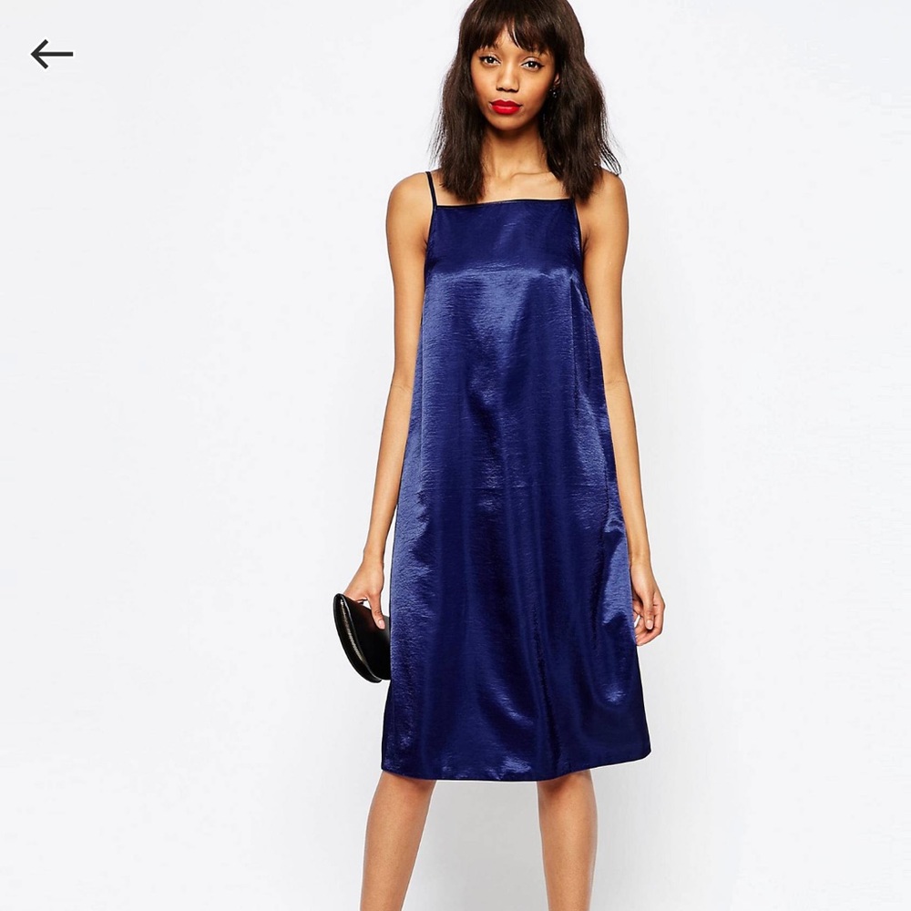 asos hammered satin midi dress nwt